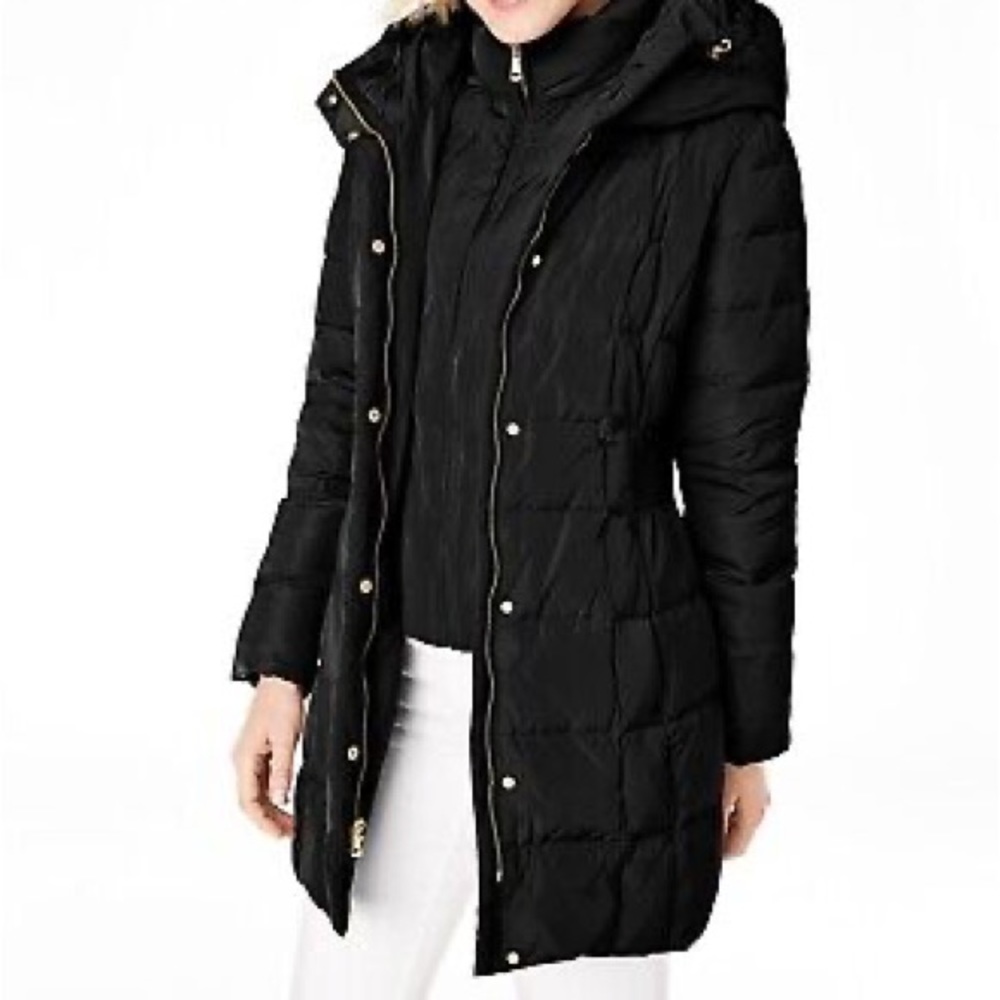 Hooded Cole Haan black jacket coat